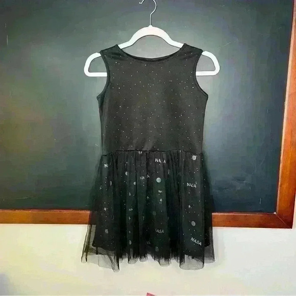 Buzz Aldrin Girls Size L Black Dress NASA Space Tool Stretch - Picture 2 of 6